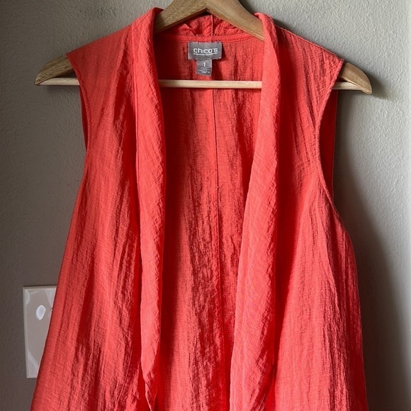 CHICO’S Orange Lightweight Gauze Vest - Picture 1 of 8